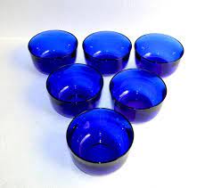 6 Cobalt Blue Glass Bowls 5537 Fasetti
