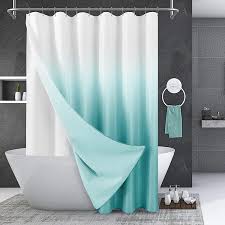 Teal Shower Curtain Set Green And White
