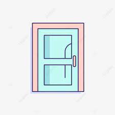 Flat Icon Vector Blue Door With Glass