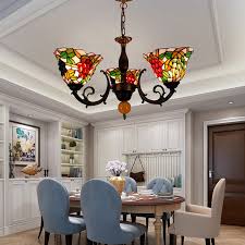 Grape Pattern Stained Glass Chandelier