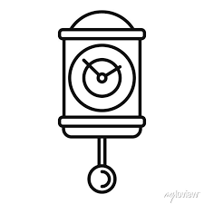 Wooden Pendulum Clock Icon Outline