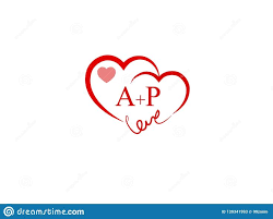 Ap Initial Heart Shape Red Colored Logo