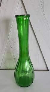 Vintage Green Glass Vase 8 75 Tall