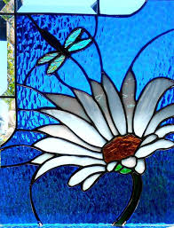 Daisy With Dragonfly Stained Glass