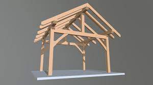 14x14 post and beam plan 3d model by