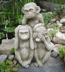 Monkey Statue Stoneware Garden Ornament
