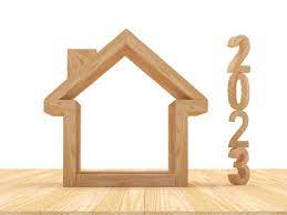 Wooden House Icon Vertical Number 2023