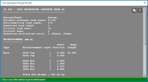 query concrete beam design results