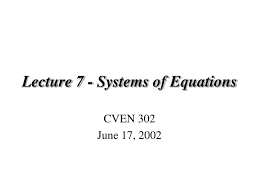 Ppt Lecture 7 Systems Of Equations