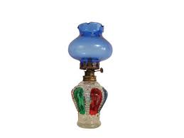 Vintage Colored Glass Oil Lamp Kerosene