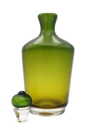 Engraved Green Glass Bottle By Paolo