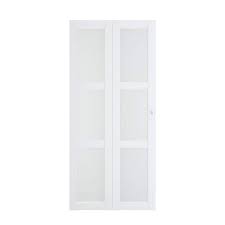 Tenoner 36 In X 80 In Three Frosted Glass Panel Bi Fold Interior Door For Closet With Mdf Water Proof Pvc Covering White