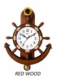 Red Wood Large Anchor Wall Clock