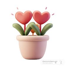 3d Clipart Heart Plant Pot Icon 3d Clay