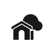 Simple House Building Icon With Tree
