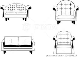 Sofa Simple Silhouette Icon Set Stock