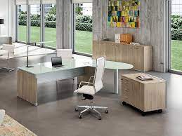 L Shaped Glass Top Executive Desk