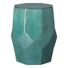 Teal Octagon Ceramic Garden Stool