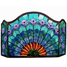Peacock Tail Feather 3 Panel Stained