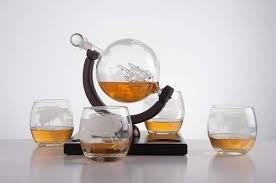 Etched Globe Whisky Glasses 1000ml