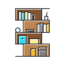 Bookshelf Living Room Color Icon Vector