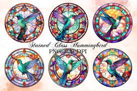 Stained Glass Hummingbird Sublimation