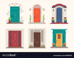 House Doors Cartoon Front Entrance