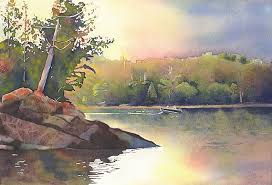 Lake Landscape Painting Print Lake