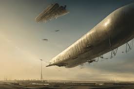 Dieselpunk Norilsk City Zeppelin