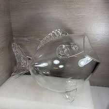 Mcm Clear Art Glass Fish Shaped Bowl