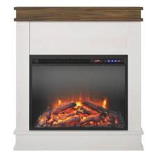 Mayores 29 69 In Freestanding Electric Fireplace With Mantel In Ivory Oak Rustic