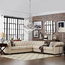 Armen Living Ciara Upholstered 3 Piece Sectional Sofa In Pearl