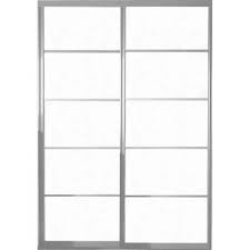 Contractors Wardrobe 48 In X 96 In Silhouette 5 Lite Satin Clear Aluminum Frame Mystique Glass Interior Sliding Door