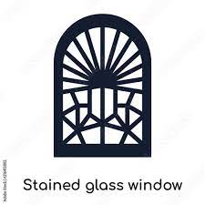 Stained Glass Window Icons Isolated On