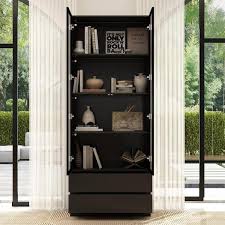 Fufu Gaga Contemporary Modern Black Steel Pantry With Wine Storage Kf020375 01