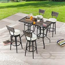 Wicker Bar Height Outdoor Dining Set