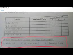 Solve The Following Quadratic Equation