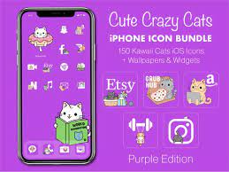 Cute Purple Ios Icons Kawaii Cats Icon