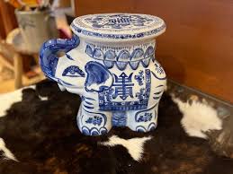 Vintage Ceramic Elephant Blue White