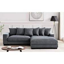 Payan 102 In Square Arm 2 Piece Polyester L Shaped Sectional Sofa In Gray With Chaise