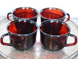 Buy Vintage Arcoroc Ruby Red Mugs Made