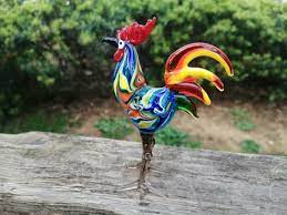 Glass Rooster Rooster Figurine Glass