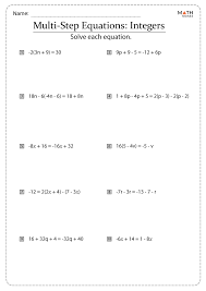 Multi Step Equations Worksheets Math