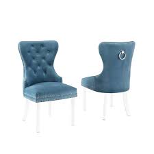 Sal Teal Blue Velvet Dining Chairs Set