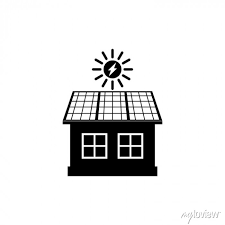 House With Solar Panel Icon Isolated On