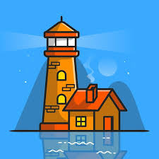 Premium Vector Lighthouse With House