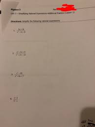 Solved Algebra 2 Unit 3 Simplifying