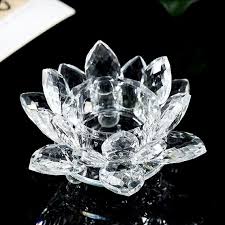 Glass Crystal Lotus Flower Tea Light