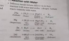 Reaction With Water Diffe Metals