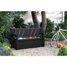 Grey Outdoor Resin Storage Bench